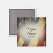 アメリカ動揺して国旗の名前と日付 マグネット (正面/裏面)