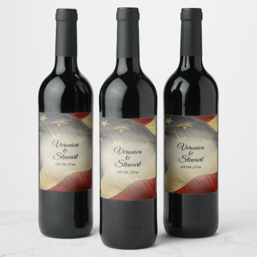アメリカ動揺して国旗の名前と日付 ワインラベル (ボトル)