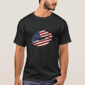 アメリカ動揺して国旗の唇 Tシャツ (正面)