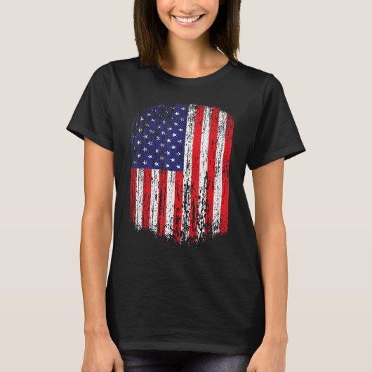 アメリカ動揺して国旗の愛国心 Tシャツ (正面)