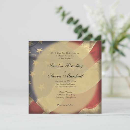 アメリカ動揺して国旗の結婚式招待状 招待状 (スタンド正面)