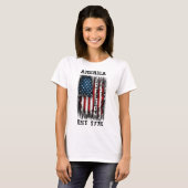 アメリカ動揺して国旗の自由Est 1776 Tシャツ (正面フル)