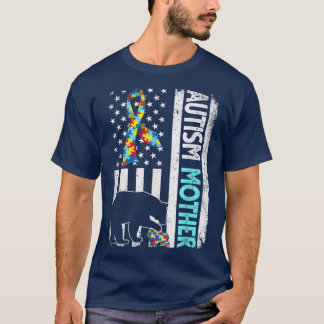 アメリカ動揺して国旗の自閉症の母親ベア自顕主義者 Tシャツ
