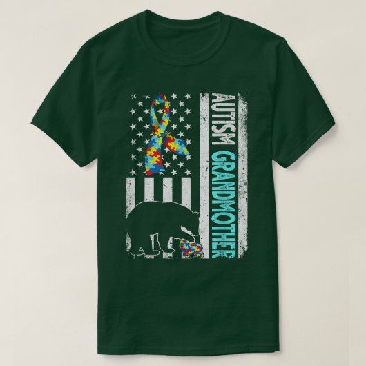 アメリカ動揺して国旗の自閉症の祖母 Tシャツ (デザイン正面)