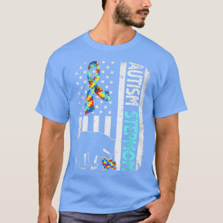 アメリカ動揺して国旗の自閉症の義母クマの自炎 Tシャツ