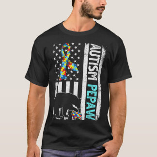 アメリカ動揺して国旗の自閉症ピポー・ベア自閉症 Tシャツ