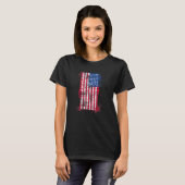 アメリカ動揺して国旗の色あせたアメリカ国旗 Tシャツ (正面フル)