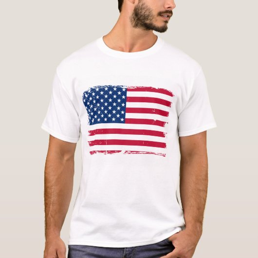 アメリカ動揺して国旗のTシャツ Tシャツ (正面)