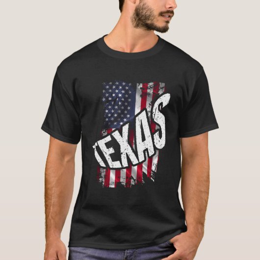 アメリカ動揺して国旗テキサス州 Tシャツ (正面)