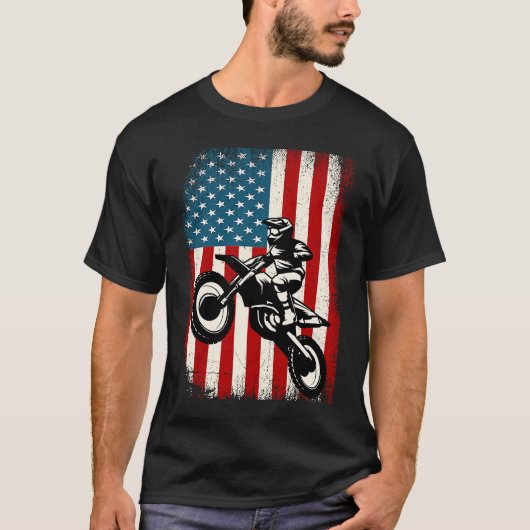 アメリカ動揺して国旗ヴィンテージダート自転車ライダーM Tシャツ (正面)