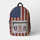 アメリカ動揺して国旗1776愛国的退役軍人 プリントバックパック (正面)