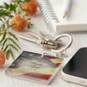 アメリカ動揺して国旗 キーホルダー (正面右)