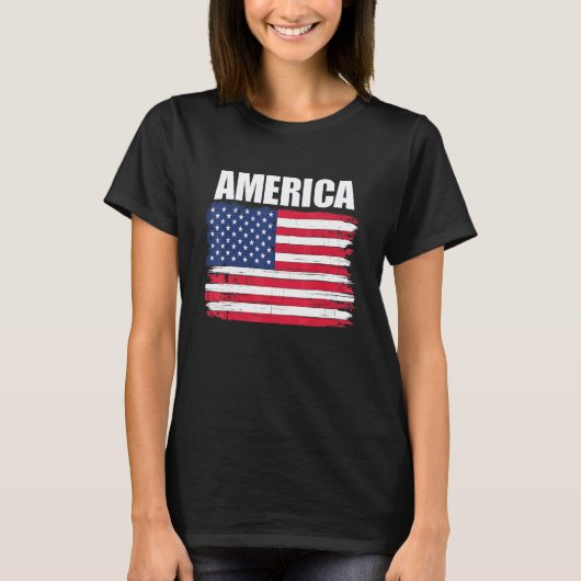 アメリカ動揺して国旗 Tシャツ (正面)