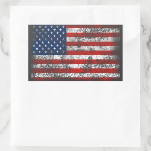 アメリカ動揺して愛国国旗 長方形シール (バッグ)