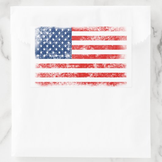 アメリカ動揺して愛国国旗 長方形シール (バッグ)