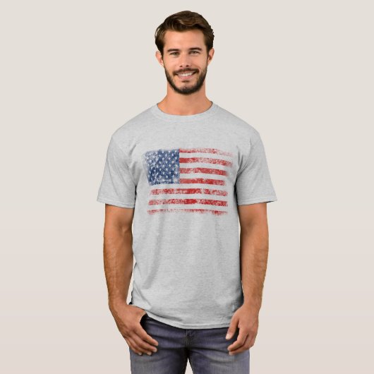 アメリカ動揺して愛国国旗 Tシャツ (正面フル)