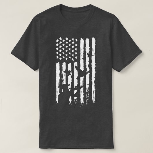 アメリカ動揺して狩り国旗 Tシャツ (デザイン正面)