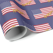 アメリカ包装紙,アメリカ,ブルー,アメリカ国旗 ラッピングペーパー (ロールコーナー)