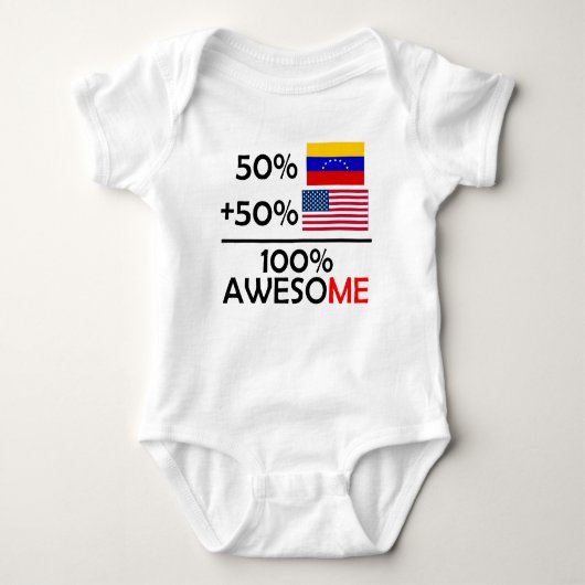 アメリカ半分のベネズエラ半分 ベビーボディスーツ (正面)