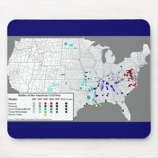 アメリカ南北戦争の戦闘地図 マウスパッド (正面)