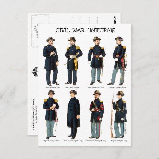 アメリカ南北戦争の軍服 ポストカード (正面/裏面)