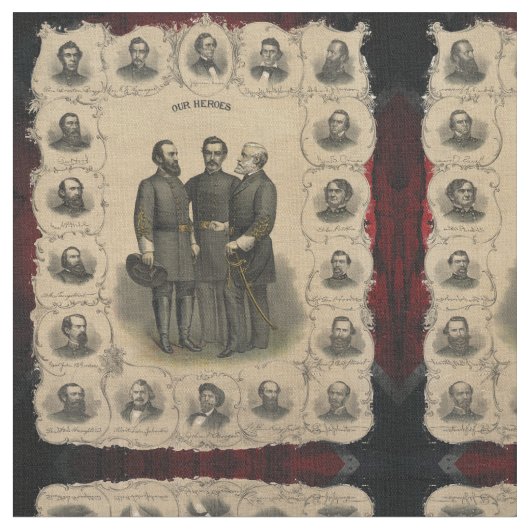 🏛️アメリカ南北戦争ヒーロー歴史バフ ファブリック (クローズアップ)