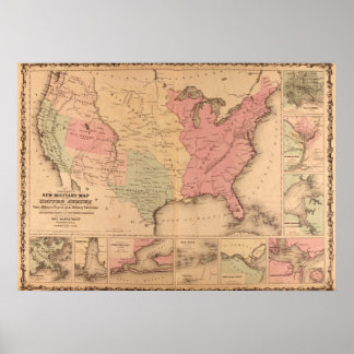 アメリカ南北戦争軍隊の地図1862 ポスター