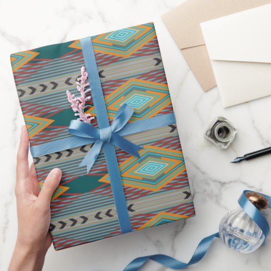 アメリカ南西部 パターンアートとアースカラー ラッピングペーパー (ギフト)