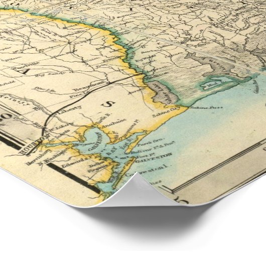 アメリカ南部州の地図 ポスター (角)