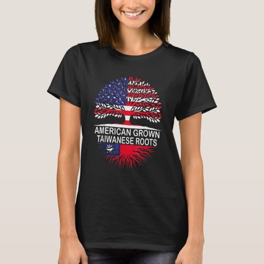 アメリカ原産の台湾のルーツ台湾国旗 Tシャツ (正面)