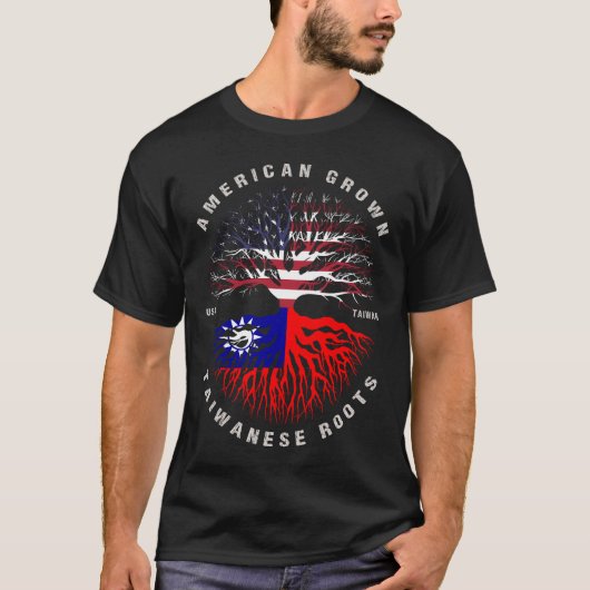 アメリカ原産の台湾のルーツ台湾国旗 Tシャツ (正面)