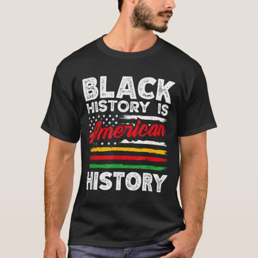 アメリカ史における黒人の歴史 アメリカ国旗 USA アフリカ系アメリカ人 Tシャツ (正面)