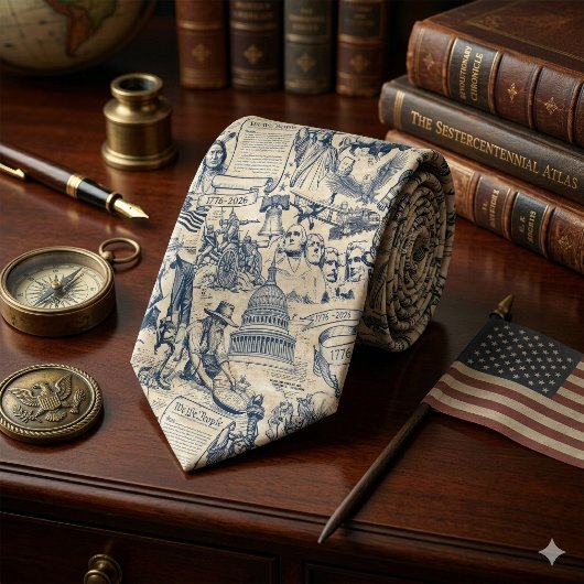 アメリカ史のレトロなコラージュ USA 250 ID1308 ネクタイ