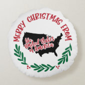 アメリカ合衆国からのメリークリスマス ラウンドクッション (裏面)