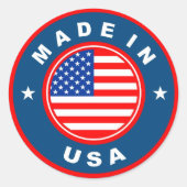 アメリカ合衆国で作られた製品の国の国旗のラベル ラウンドシール (正面)