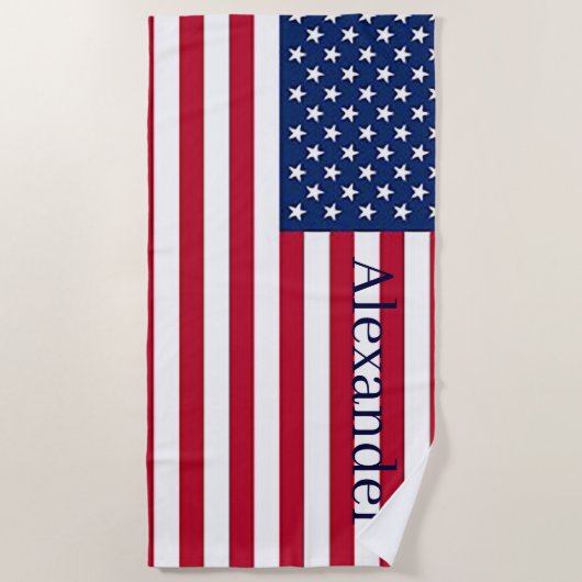 アメリカ合衆国という名前でパーソナライズ ビーチタオル (正面)