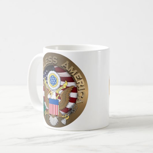 アメリカ合衆国のアザラシ – 神の祝福アメリカ コーヒーマグカップ (正面左)