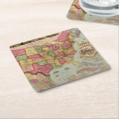 アメリカ合衆国のアメリカ連合鉄道地図1872年 スクエアペーパーコースター (アングル)