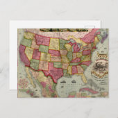 アメリカ合衆国のアメリカ連合鉄道地図1872年 ポストカード (正面/裏面)