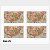 アメリカ合衆国のアメリカ連合鉄道地図1872年 長方形シール (シート)