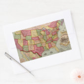 アメリカ合衆国のアメリカ連合鉄道地図1872年 長方形シール (封筒)