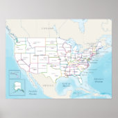 アメリカ合衆国のデジタル政治地図 ポスター (正面)