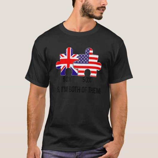 アメリカ合衆国のハーフ・イギリス国旗のマップ(複合) U Tシャツ (正面)