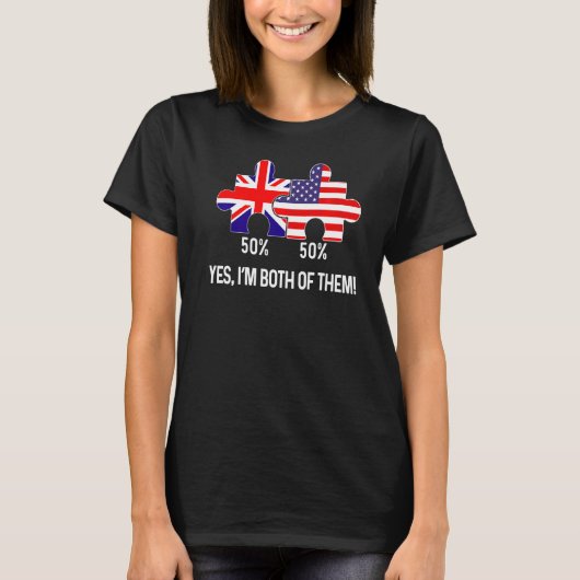 アメリカ合衆国のハーフ・イギリス国旗のマップ（複合） U Tシャツ (正面)