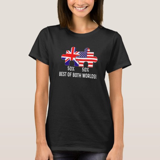 アメリカ合衆国のハーフ・イギリス国旗のマップ（複合） U Tシャツ (正面)