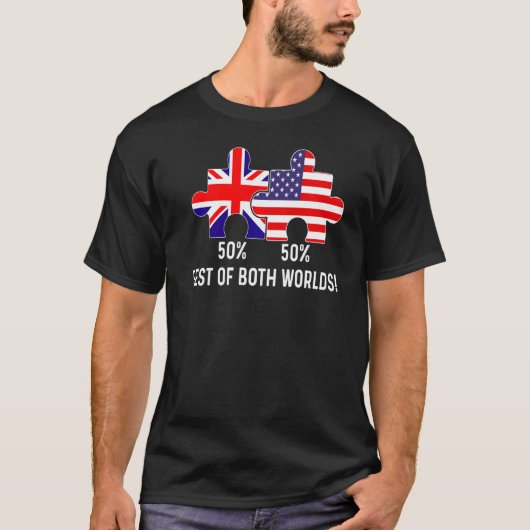 アメリカ合衆国のハーフ・イギリス国旗のマップ（複合） U Tシャツ (正面)