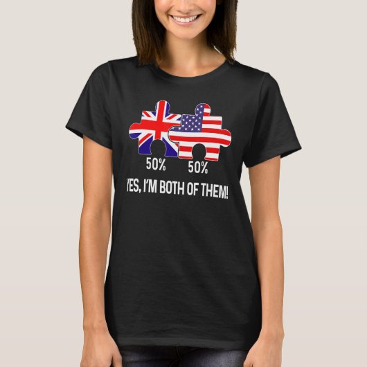 アメリカ合衆国のハーフ・イギリス国旗のマップ(複合) U Tシャツ (正面)