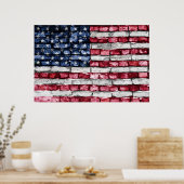 アメリカ合衆国のレンガ壁旗 ポスター (キッチン)
