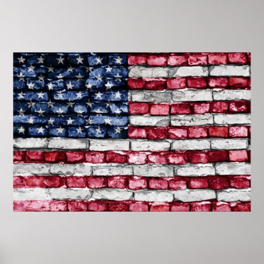 アメリカ合衆国のレンガ壁旗 ポスター (正面)