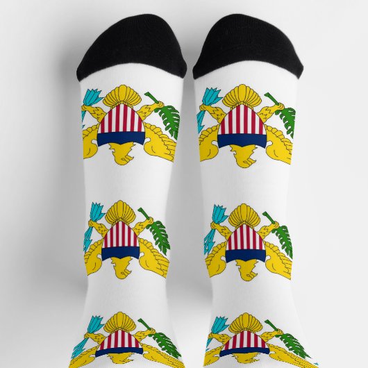 アメリカ合衆国のヴァージン諸島国旗を持つ男性のクルーソックス ソックス (上部)